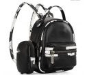 Print Trimmed Mini Backpack With Coin Pouch - White & Black