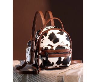 Print Trimmed Mini Backpack With Coin Pouch - Brown