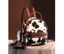 Print Trimmed Mini Backpack With Coin Pouch - Brown