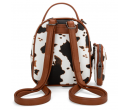 Print Trimmed Mini Backpack With Coin Pouch - Brown