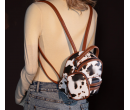 Print Trimmed Mini Backpack With Coin Pouch - Brown