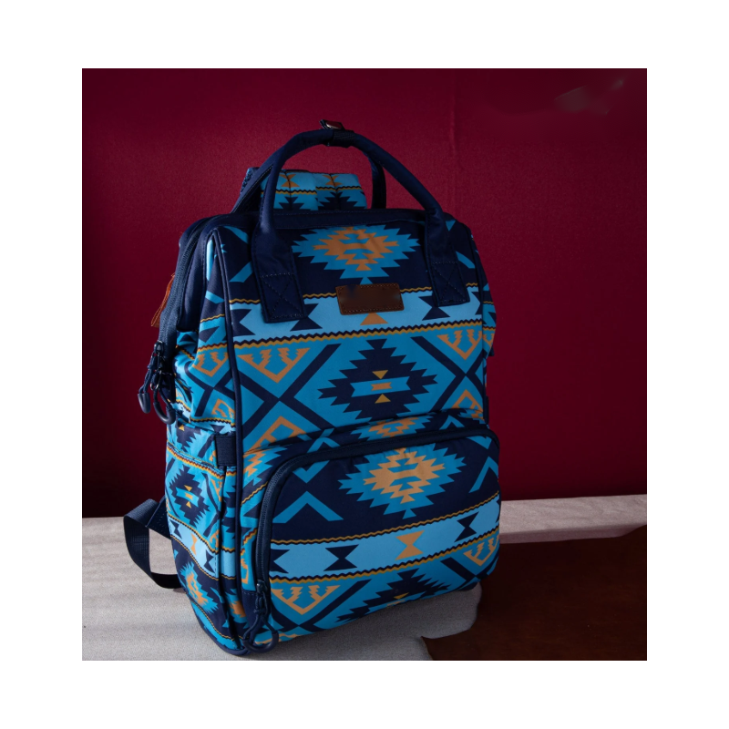 Printed Callie Backpack - Navy &Yellow