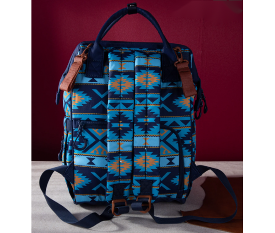 Printed Callie Backpack - Navy &Yellow