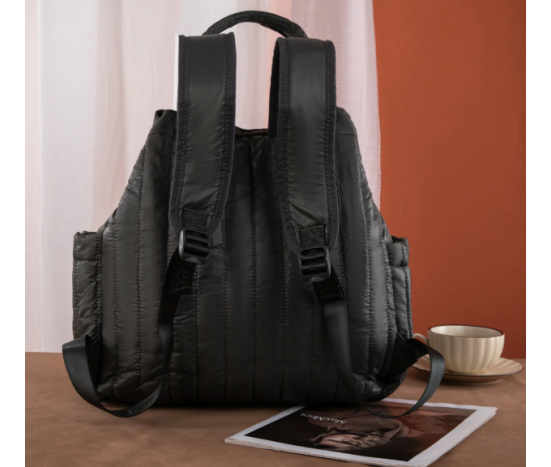 Dark Knight Quilted Puffer Drawstring Backpack