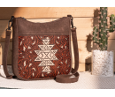 TW Pattern Tooled Collection Crossbody Bag - Brown