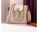 TW Collection Genuine Hair-On Cowhide Tooled Concealed Carry Crossbody Bag - Camel Tan