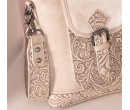 TW Collection Genuine Hair-On Cowhide Tooled Concealed Carry Crossbody Bag - Camel Tan