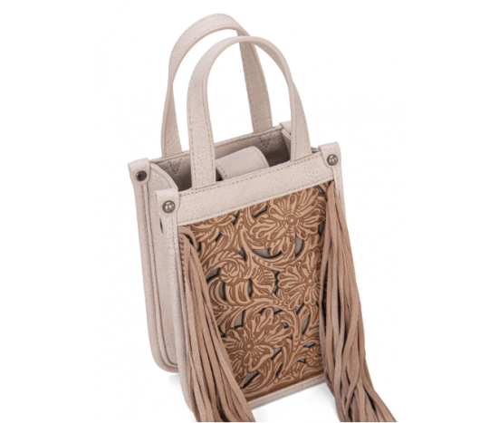 FTW Collection - loral Tooled Fringe Mini Tote