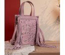 FTW Collection - loral Tooled Fringe Mini Tote - Rosy