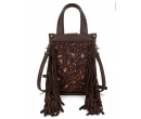 FTW Collection - loral Tooled Fringe Mini Tote - Cedar
