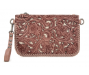 TW Collection - Leather Floral Tooled Collection Clutch - Pink