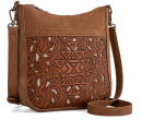 TW Pattern Tooled Collection Crossbody Bag - Coffee