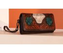 TW Collection Floral Tooled Wallet - Coffee