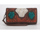 TW Collection Floral Tooled Wallet - Coffee
