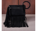 TW Collection Genuine Hair-On Cowhide Ring Handle Bag - Black