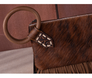 copy of TW Collection Genuine Hair-On Cowhide Ring Handle Bag - Brown