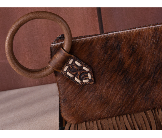 copy of TW Collection Genuine Hair-On Cowhide Ring Handle Bag - Brown