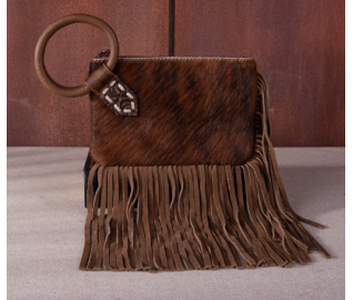 copy of TW Collection Genuine Hair-On Cowhide Ring Handle Bag - Brown