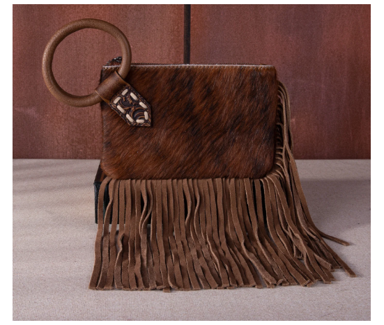 copy of TW Collection Genuine Hair-On Cowhide Ring Handle Bag - Brown