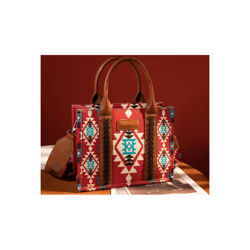 TW CollectionSmall Tote/Crossbody and Card Case Set 2Pc- Burgundy -Red