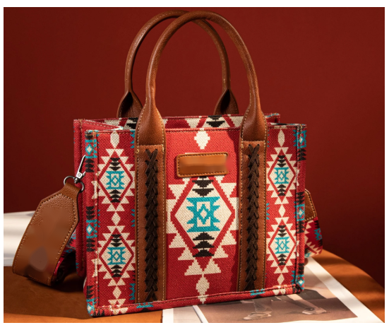 TW CollectionSmall Tote/Crossbody and Card Case Set 2Pc- Burgundy -Red