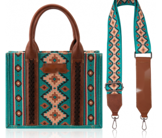 TW CollectionSmall Tote/Crossbody and Card Case Set 2Pc- Burgundy - Turquoise