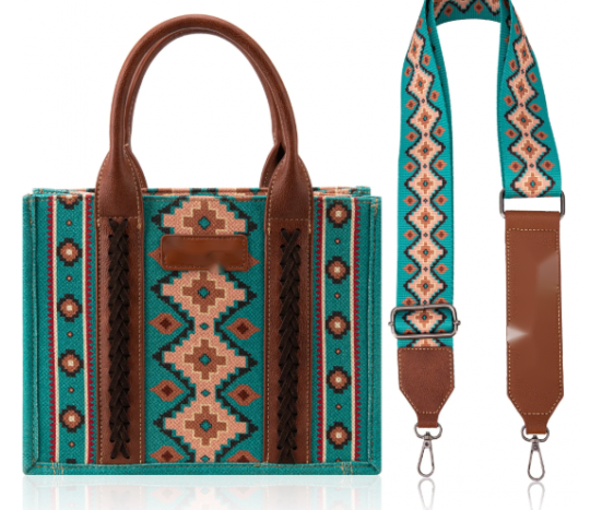 TW CollectionSmall Tote/Crossbody and Card Case Set 2Pc- Burgundy - Turquoise