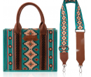 TW CollectionSmall Tote/Crossbody and Card Case Set 2Pc- Burgundy - Turquoise