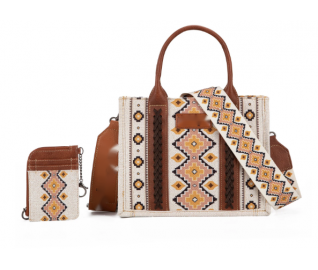 TW CollectionSmall Tote/Crossbody and Card Case Set 2Pc- Burgundy - Yellow