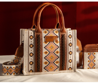 TW CollectionSmall Tote/Crossbody and Card Case Set 2Pc- Burgundy - Yellow