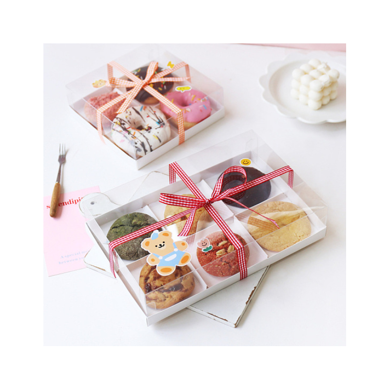 Paper Cake Box, Rectangle with 6 Compartment and Clear Window Cover, Bakery Cupcake Packing Box