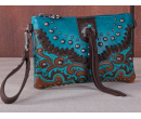 TW Collection Embroidered Scroll Collection Clutch - Turquoise