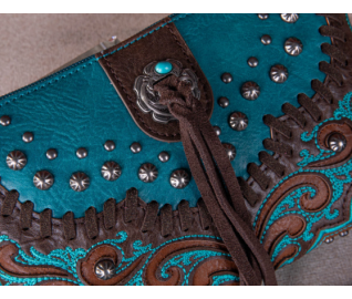 TW Collection Embroidered Scroll Collection Clutch - Turquoise