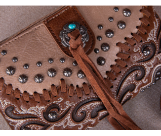 TW Collection Embroidered Scroll Collection Clutch - Brown
