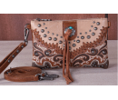 TW Collection Embroidered Scroll Collection Clutch - Brown