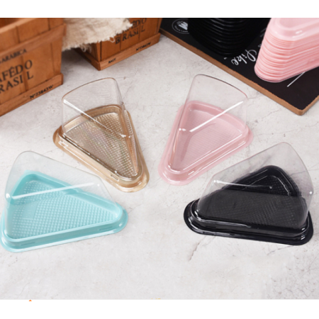 Plastic Cake Slice Containers with Lids, Individual Cheesecake Boxes, Triangle