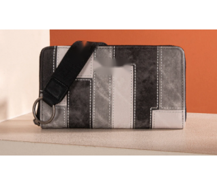 Denim Patchwork Wallet - Black &White