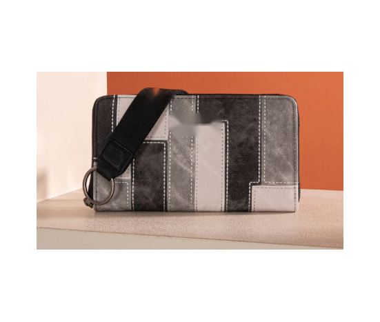 Denim Patchwork Wallet - Black &White