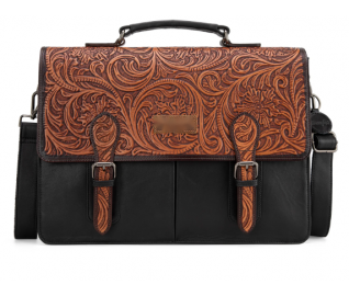 Leather Western Vintage  Fern Tooled Briefcase