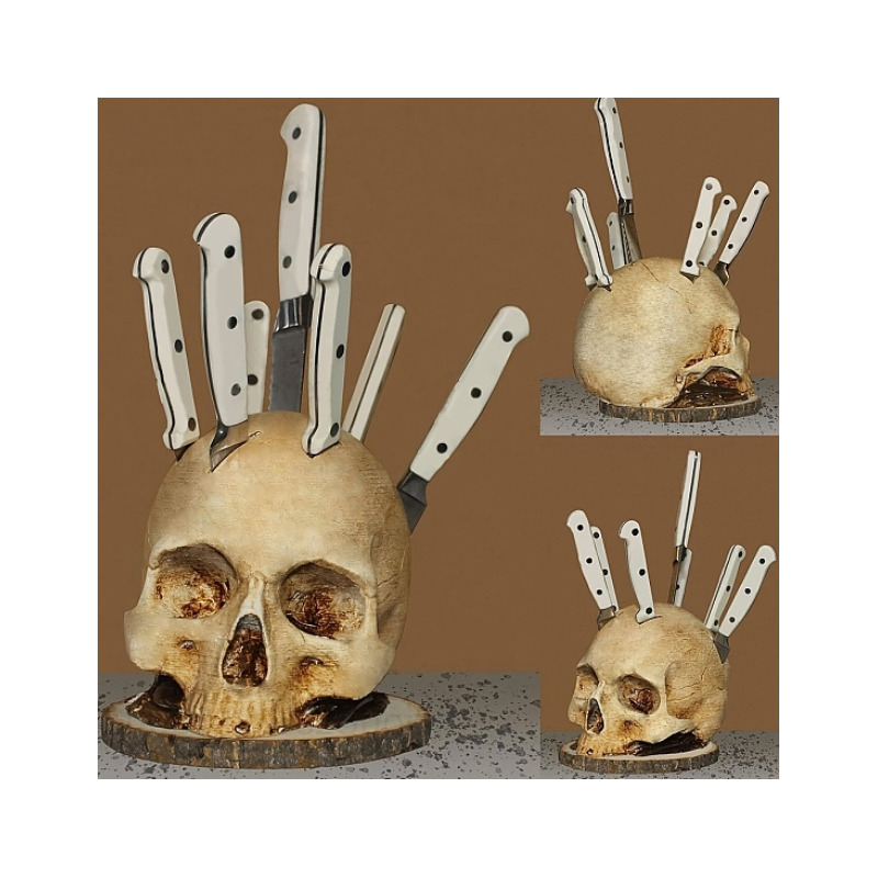 Skull Resin Knife Display Stand, Knife Holder for Home Kitchen, Store, Exhibition