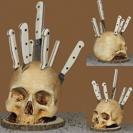 Skull Resin Knife Display Stand, Knife Holder for Home Kitchen, Store, Exhibition