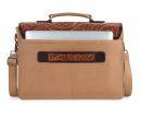 Leather Western Vintage  Fern Tooled Briefcase - Fall Tan