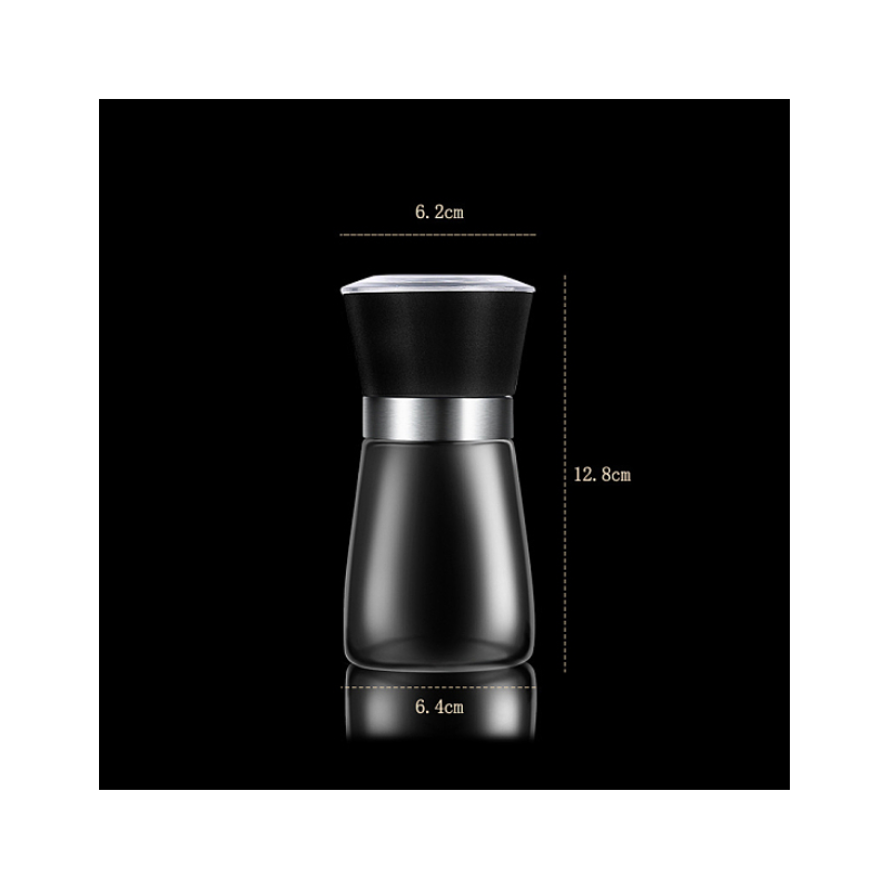 Ceramics Blade Glass Coffee Bean Manual Crusher, Adjustable Pepper Grinder or Salt Shaker, with Plastic Lid