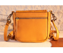 Leather Tooled Fringe Vintage Pattern Crossbody - Leaf Yellow