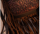 Leather Tooled Fringe Vintage Pattern Crossbody - Copper Brown