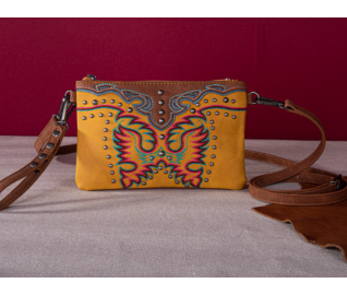 Embroidered Collection Clutch/Crossbody - Yellow