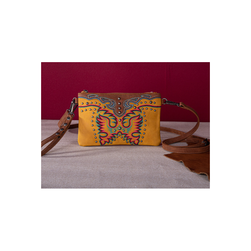 Embroidered Collection Clutch/Crossbody - Yellow