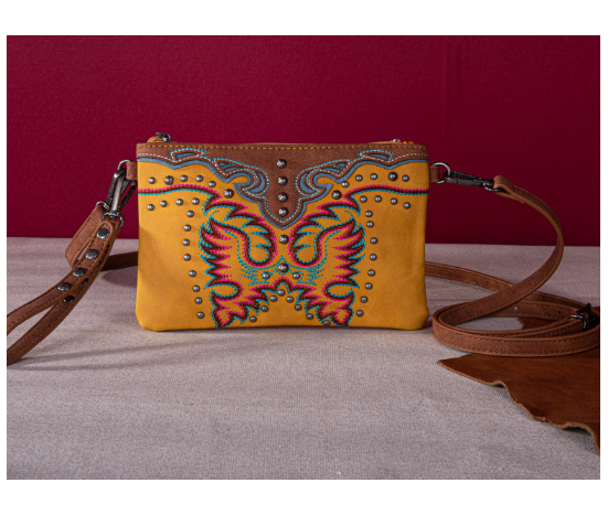 Embroidered Collection Clutch/Crossbody - Yellow