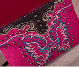 Embroidered Collection Clutch/Crossbody - Pink