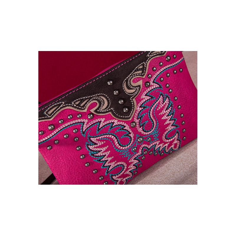 Embroidered Collection Clutch/Crossbody - Pink